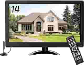 TV portátil de 14 polegadas 1366 x 768 (compatível com 1080P) TV pequena de tela plana HD com antena sintonizadora ATSC, controle remoto/HDMI/USB/AV/VGA, adequado para cozinha, quarto, trailer