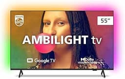 Smart TV Philips Ambilight 55' 4K 55PUG7908/78, Google TV, Comando de Voz, Dolby Vision/Atmos, VRR/ALLM, Bluetooth