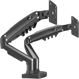 ELG, F160N, Suporte Articulado de Mesa com Pistão a Gás e Ajuste de Altura, 2 Monitores de 17' a 35', Com Organizador de Cabos, Capacidade de 2kg a 9kg, Preto