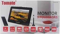 TV Portatil Digital 9' Conversor Integrado Monitor com Controle Remoto USB LED PVR SD e Bateria Recarregavel Bivolt
