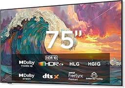 iFFALCON Smart TV Classe QLED 4K de 75 polegadas, TV mural ultrafina, 144Hz, HDR, modo artístico com arte AI, ampla gama de cores, Dolby Vision IQ, Dolby Atmos, Google Assistant Voice Remote (modelo